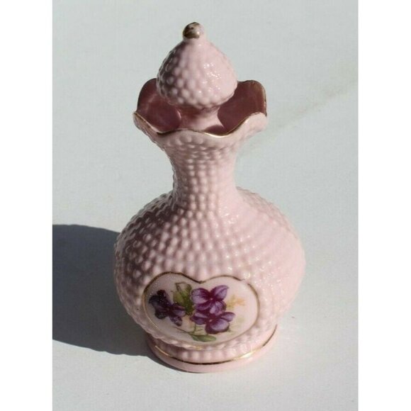 VTG Purple Porcelain HB Bubbled Flower Mini Table Top Creamer / Oil W/ Stopper - Picture 4 of 8